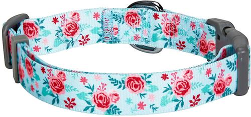 Show full view: Blueberry Pet Essentials Spring Scent Inspired Garden Floral Adjustable Dog Collar, Pastel Blue, Medium: 14.5 to 20-in neck slide 3 of 5