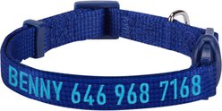 Blueberry Pet Fish Print Handmade Breakaway Bow Tie Personalized Cat Collar, Medium: 9 to 13-in neck, 3/8-in wide
