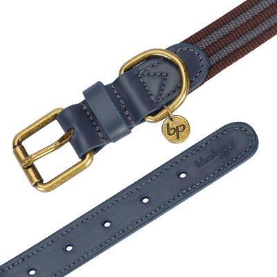 Show full view: Blueberry Pet Genuine Leather & Polyester Combo Adjustable Dog Collar, Noir Grey/Burgundy, Small: 12 to 15-in neck, 3/4-in wide slide 7 of 10