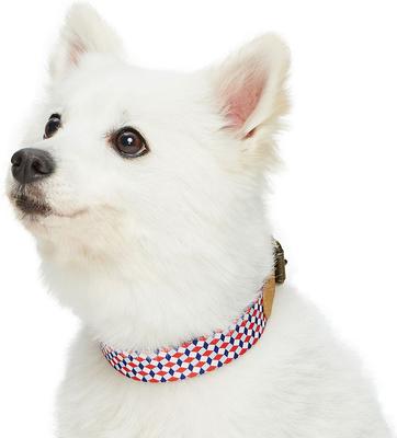 Show full view: Blueberry Pet Geometric Squares Polyester Fabric Webbing & Soft Genuine Leather Dog Collar, Multicolor, Small: 12 to 15-in neck, 3/4-in wide slide 3 of 6