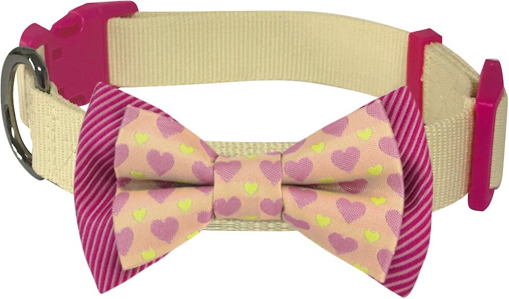 Blueberry Pet Heart & Stripe Handmade Detachable Bow Tie Personalized Dog Collar