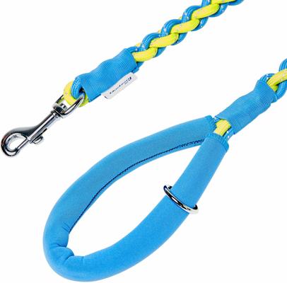 Show full view: Blueberry Pet Heavy Duty Braided Handmade Rope Polyester Reflective Dog Leash, 4-ft long, 3/4-in wide, Azure Blue/ Lime Yellow slide 2 of 4