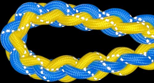 Show full view: Blueberry Pet Heavy Duty Braided Handmade Rope Polyester Reflective Dog Leash, 4-ft long, 3/4-in wide, Azure Blue/ Lime Yellow slide 3 of 4
