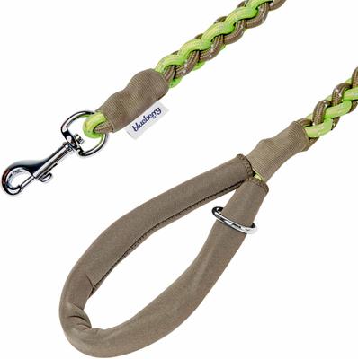 Show full view: Blueberry Pet Heavy Duty Braided Handmade Rope Polyester Reflective Dog Leash, 4-ft long, 3/4-in wide, Deep Beige/ Neon Green slide 2 of 4