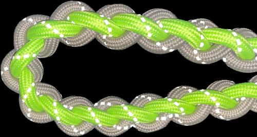Show full view: Blueberry Pet Heavy Duty Braided Handmade Rope Polyester Reflective Dog Leash, 4-ft long, 3/4-in wide, Deep Beige/ Neon Green slide 3 of 4
