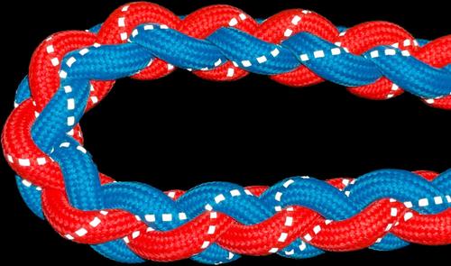 Show full view: Blueberry Pet Heavy Duty Braided Handmade Rope Polyester Reflective Dog Leash, 4-ft long, 3/4-in wide, Flame Red/ Azure Blue slide 3 of 4