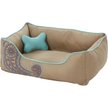 Show in main carousel: Blueberry Pet Inspired Embroidery Paisley Bolster Dog Bed with Removable Cover, Beige, Medium slide 3 of 9