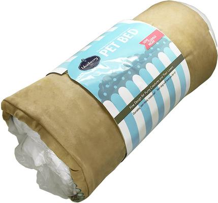 Show full view: Blueberry Pet Inspired Embroidery Paisley Bolster Dog Bed with Removable Cover, Beige, Small slide 7 of 9