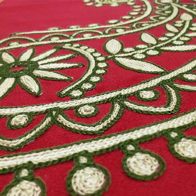 Show full view: Blueberry Pet Inspired Embroidery Paisley Bolster Dog Bed with Removable Cover, Tango Red, Small slide 5 of 9