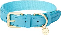 Blueberry Pet Leather Tribal Dog Collar, Celeste Blue, Medium