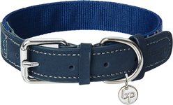 Blueberry Pet Leather Tribal Dog Collar, Navy, Medium