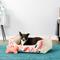Show in main carousel: Blueberry Pet Leaves Canvas Bolster Dog Bed with Removable Cover, Pink/Beige, Medium slide 1 of 11