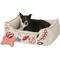 Show in main carousel: Blueberry Pet Leaves Canvas Bolster Dog Bed with Removable Cover, Pink/Beige, Medium slide 4 of 11