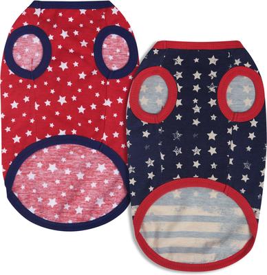 Show full view: Blueberry Pet National Pride American Flag Cotton Personalized Dog T-Shirt, 2 count, 10-in slide 6 of 8