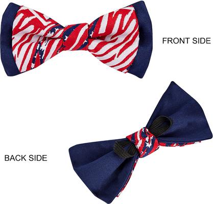 Show full view: Blueberry Pet National Pride Handmade USA American Flag with Jacquard Weave Fabric Detachable Bow Tie Dog Collar, Red, Medium: 15 to 20-in neck, 3/4-in wide slide 3 of 5