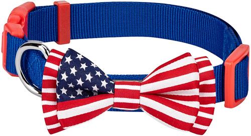 Show full view: Blueberry Pet National Pride USA Flag Personalized Dog Collar, Blue, Small: 12 to 16-in neck, 5/8-in wide slide 3 of 6