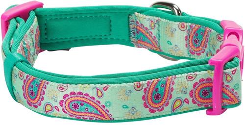 Show full view: Blueberry Pet Paisley Print Polyester Dog Collar, Emerald Green, Large: 18 to 26-in neck, 1-in wide slide 2 of 8