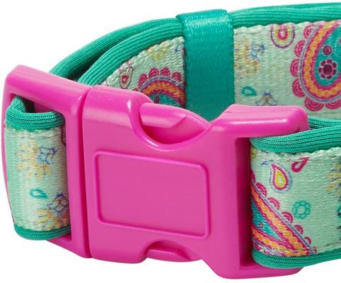Show full view: Blueberry Pet Paisley Print Polyester Dog Collar, Emerald Green, Small: 12 to 16-in neck, 5/8-in wide slide 3 of 8