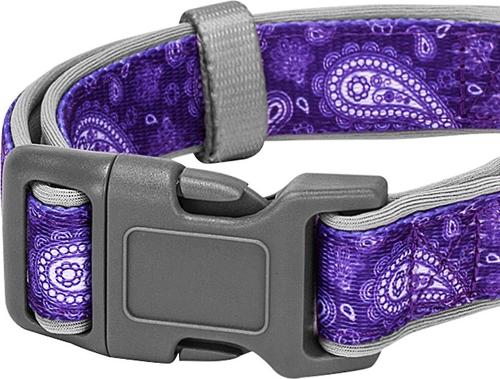 Show full view: Blueberry Pet Paisley Print Polyester Dog Collar, Violet, Medium: 14.5 to 20-in neck, 3/4-in wide slide 4 of 8