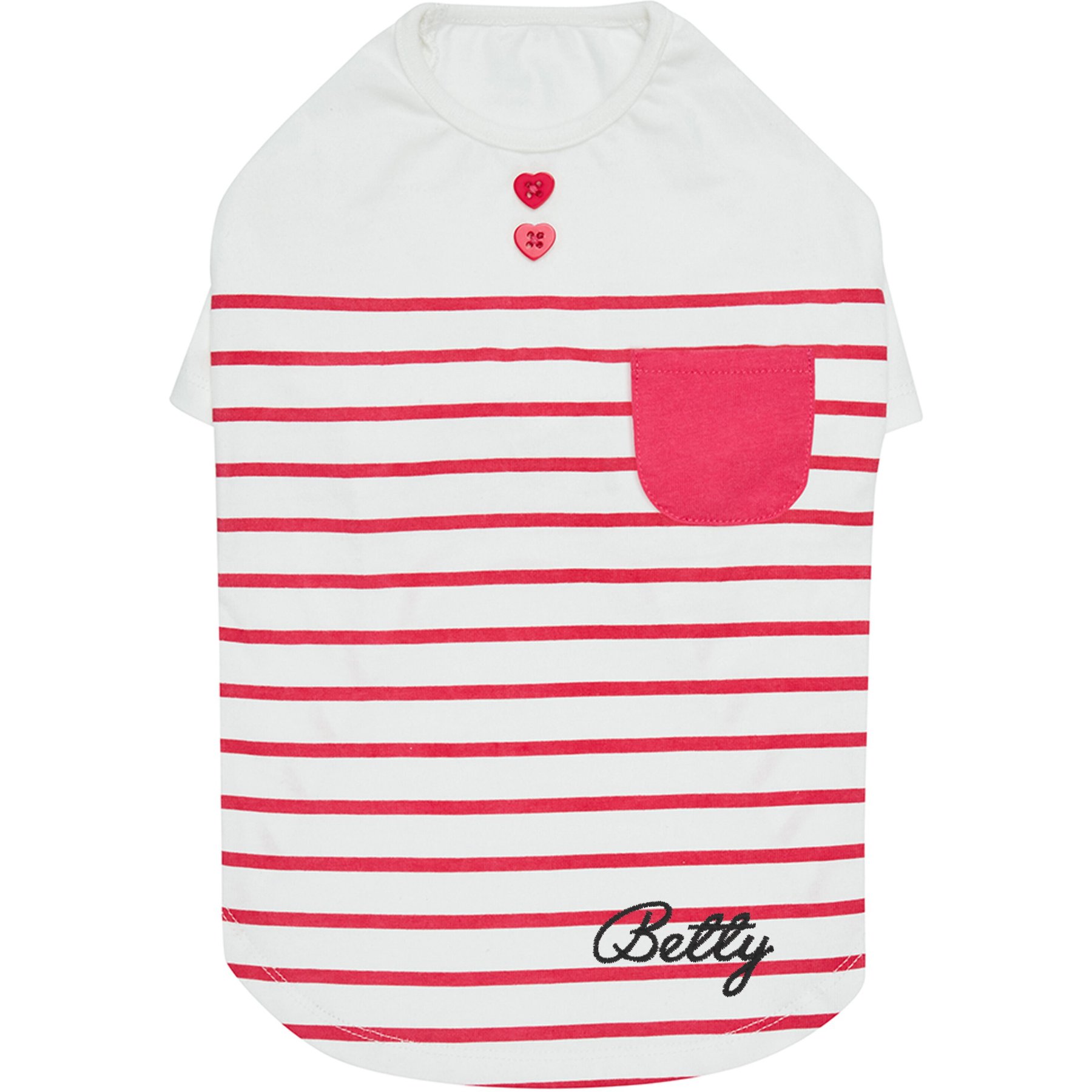 Blueberry Pet Pocket Cotton Personalized Dog T-Shirt, Pink, 16-in