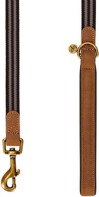 Show full view: Blueberry Pet Polyester Fabric Webbing & Soft Genuine Leather Dog Leash, Chocolate/Taupe, Large : 6-ft long, 1-in wide slide 5 of 6