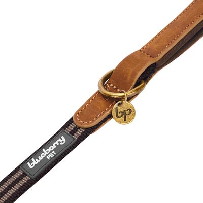 Show full view: Blueberry Pet Polyester Fabric Webbing & Soft Genuine Leather Dog Leash, Chocolate/Taupe, Large : 6-ft long, 1-in wide slide 4 of 6