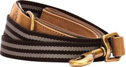 Blueberry Pet Polyester Fabric Webbing & Soft Genuine Leather Dog Leash, Chocolate/Taupe, Medium: 6-ft long, 3/4-in wide