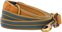 Blueberry Pet Polyester Fabric Webbing & Soft Genuine Leather Dog Leash, Navy/Olive, Medium: 6-ft long, 3/4-in wide