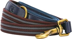 Blueberry Pet Polyester Fabric Webbing & Soft Genuine Leather Dog Leash, Noir Grey/Burgundy, Medium: 4-ft long, 3/4-in wide