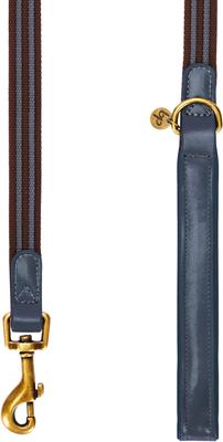 Show full view: Blueberry Pet Polyester Fabric Webbing & Soft Genuine Leather Dog Leash, Noir Grey/Burgundy, Medium: 4-ft long, 3/4-in wide slide 4 of 5