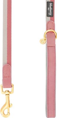 Show full view: Blueberry Pet Polyester Fabric Webbing & Soft Genuine Leather Dog Leash, Pink/Grey, Large: 4-ft long, 1-in wide slide 4 of 5