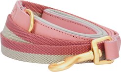 Blueberry Pet Polyester Fabric Webbing & Soft Genuine Leather Dog Leash, Pink/Grey, Medium: 4-ft long, 3/4-in wide
