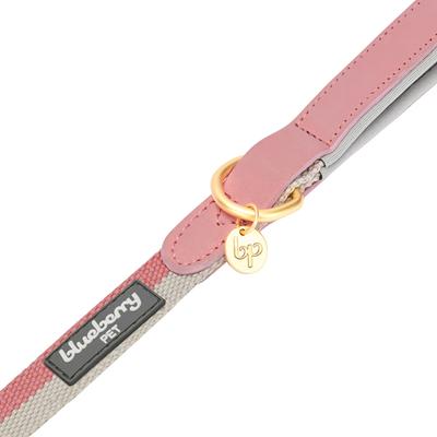 Show full view: Blueberry Pet Polyester Fabric Webbing & Soft Genuine Leather Dog Leash, Pink/Grey, Medium: 6-ft long, 3/4-in wide slide 3 of 5