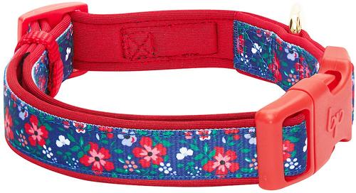 Show full view: Blueberry Pet Pretty Posies Spring Padded Polyester Dog Collar, Garden Navy, Large: 18 to 26-in neck, 1-in wide slide 2 of 8