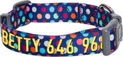 Blueberry Pet Rainbow Polka Dots Personalized Dog Collar, Rainbow Polka Dots, Large: 18 to 26-in neck, 1-in wide