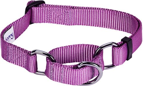 Show full view: Blueberry Pet Safety Training Personalized Martingale Dog Collar, Violet, Large: 18 to 26-in neck, 1-in wide slide 3 of 7