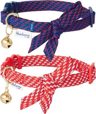 Show full view: Blueberry Pet Sleek Handsome Diagonal Striped Breakaway Bow Tie Personalized Cat Collar, 2 count, Small: 9 to 13-in neck, 3/8-in wide slide 2 of 4