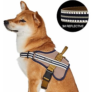 Blueberry Pet Soft & Comfy 3M Reflective Multi-Colored Stripe Mesh Padded Service Dog Harness, Olive/Blue/Gray, Large: 27 to 38.5-in chest