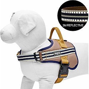 Blueberry Pet Soft & Comfy 3M Reflective Multi-Colored Stripe Mesh Padded Service Dog Harness, Olive/Blue/Gray, Large: 27 to 38.5-in chest