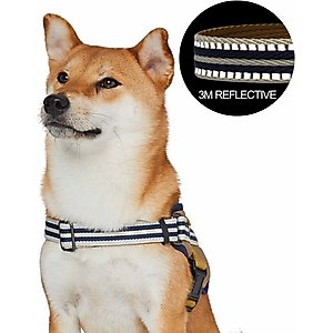 Blueberry Pet Soft & Comfy 3M Reflective Multi-Colored Stripe Mesh Padded Service Dog Harness, Olive/Blue/Gray, Large: 27 to 38.5-in chest