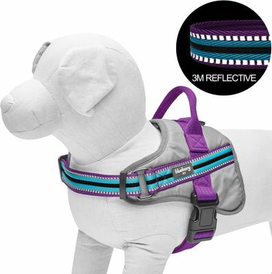 Show full view: Blueberry Pet Soft & Comfy 3M Reflective Multi-Colored Stripe Mesh Padded Service Dog Harness, Violet/Celeste, Large: 27 to 38.5-in chest slide 3 of 6