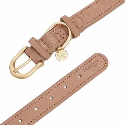 Show full view: Blueberry Pet Soft & Comfy Genuine Leather Adjustable Dog Collar, Beige, Small: 12 to 15-in neck, 3/4-in wide slide 3 of 7