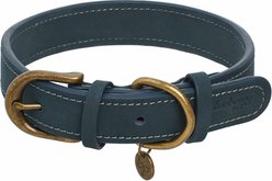 Blueberry Pet Soft & Comfy Genuine Leather Adjustable Dog Collar, Navy Blue, Large: 18 to 22-in neck, 1-in wide
