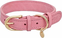 Blueberry Pet Soft & Comfy Genuine Leather Adjustable Dog Collar, Pink, Large: 18 to 22-in neck, 1-in wide