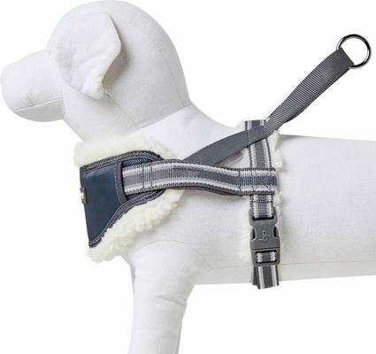 Show full view: Blueberry Pet Soft & Comfy Multi Color Stripe Fleece Padded Chest Dog Harness, Grey, Large: 30 to 38.5-in chest slide 6 of 9