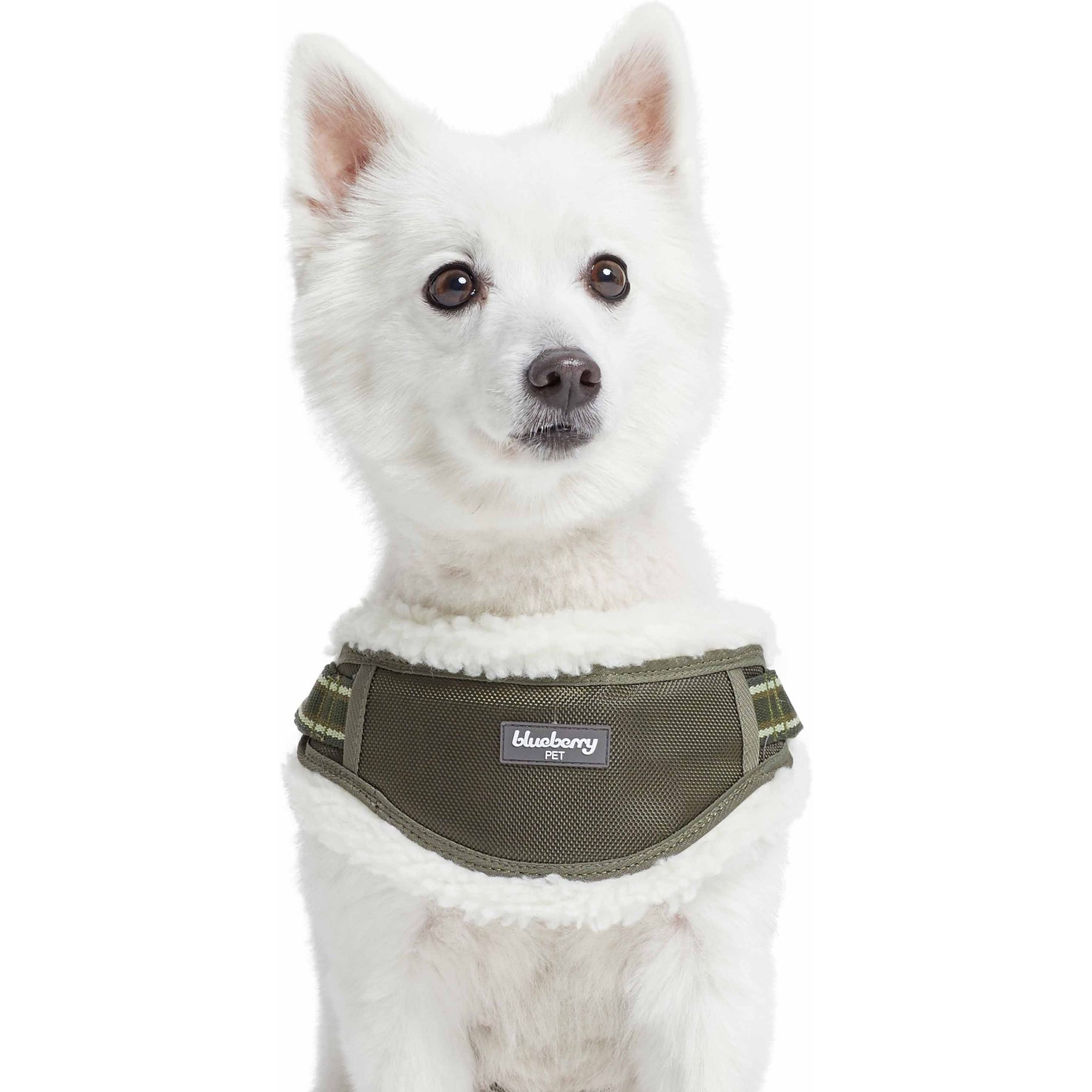 Blueberry Pet Soft & Comfy Multi Color Stripe Fleece Padded Chest Dog Harness, Olive Green, Large: 30 to 38.5-in chest