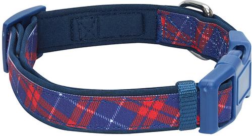 Show full view: Blueberry Pet Soft & Comfy Padded Polyester Dog Collar, Navy Blue & Red Plaid, Medium: 14.5 to 20-in neck, 3/4-in wide slide 6 of 10