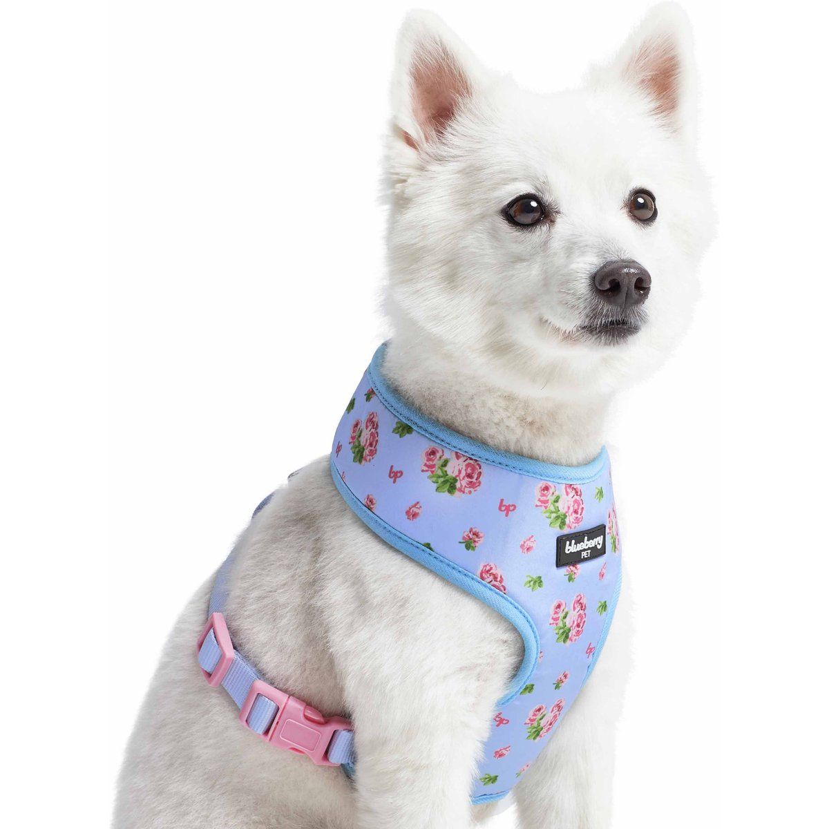 Blueberry Pet Soft & Comfy Spring Scent Inspired Floral Dog Harness Vest, Pastel Blue, Small: 16 to 21-in chest