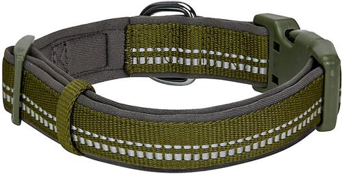 Show full view: Blueberry Pet Soft & Safe 3M Neoprene Padded Adjustable Reflective Dog Collar, Olive Green, Large: 18 to 26-in neck slide 5 of 8