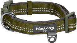 Blueberry Pet Soft & Safe 3M Neoprene Padded Adjustable Reflective Dog Collar, Olive Green, Small: 12 to 16-in neck